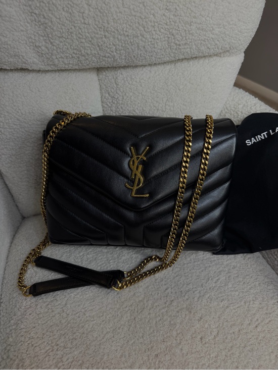 Saint Laurent Handbags - Saint Laurent Medium Loulou Black Quilted Leather Shoulder Bag with Gold Chain